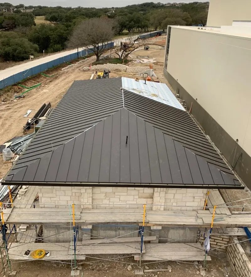 Metal roof new construction with scaffolding in Avra Valley